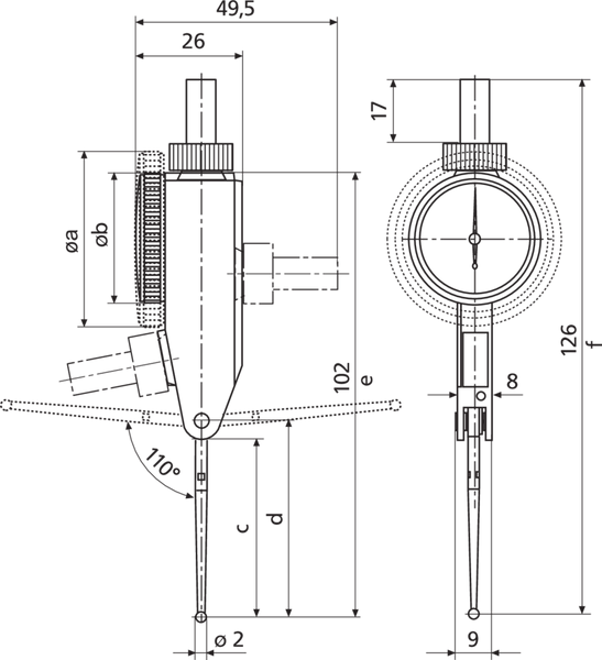 Mahr MarTest 800 SL Dial Test Indicator | Range ± 0.25 mm | Graduation  0.01mm